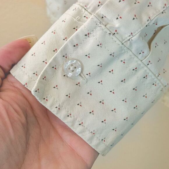 Prana Shirt Slim Fit Ivory Dot Button Down Long Sleeve Women's Shirt Small - Picture 2 of 9